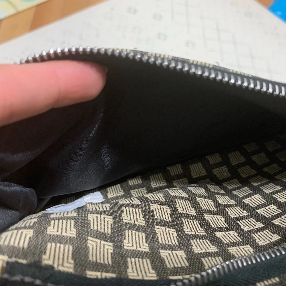 Lanvin Vintage Monogram Logo Textile Clutch Tan Beige Wristlet NWT - Picture 6 of 11